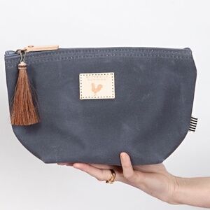 Slate Blue Waxed Canvas Pouch (Meanwhile Back On The Farm)